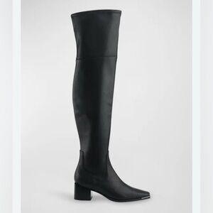 New Marc Fisher Noemi Over The Knee Black Leather Boots Size 8.5